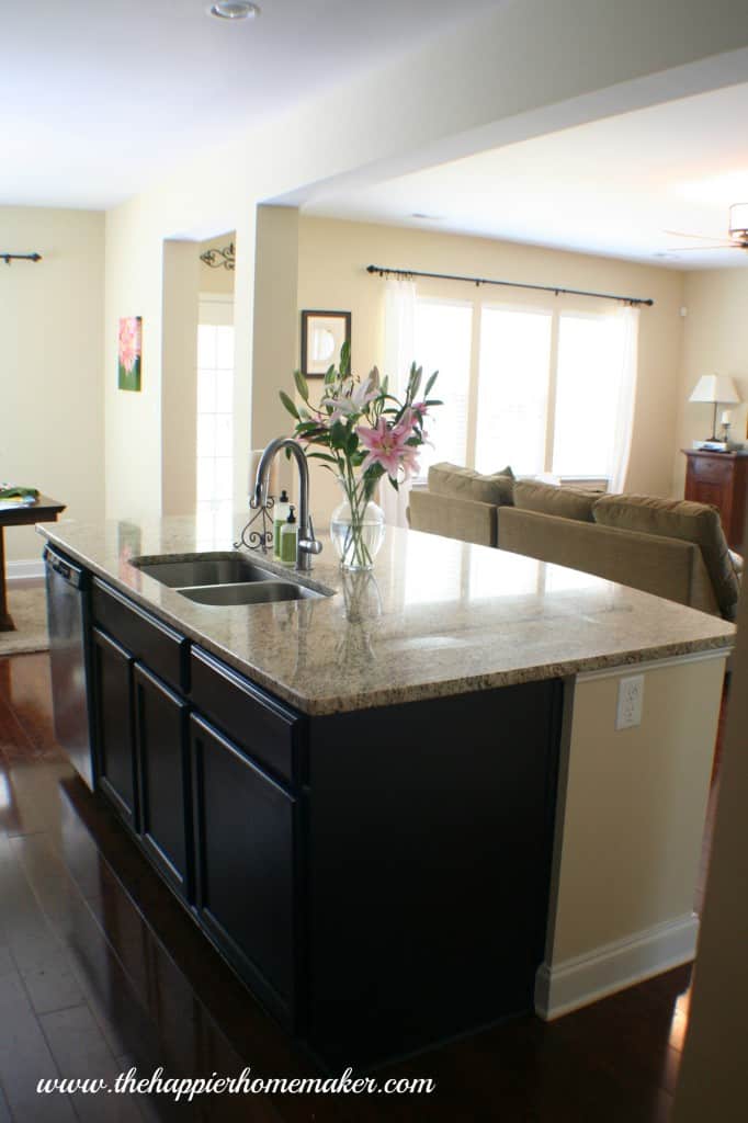 A modern kitchen with a large island