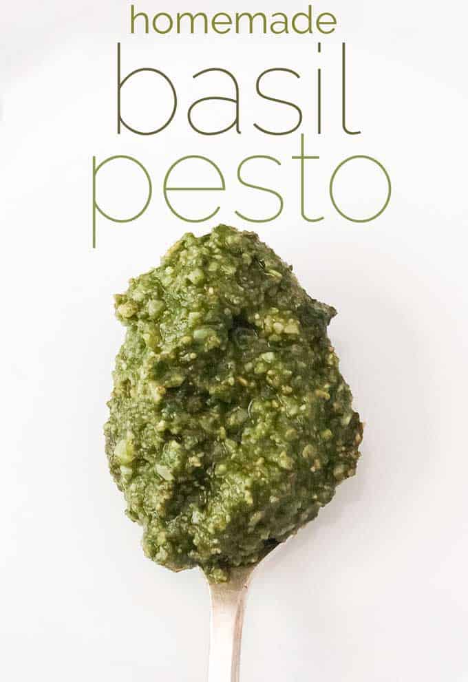 homemade basil pesto recipe with pine nuts and cheese