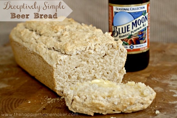 beer bread with bottle of beer