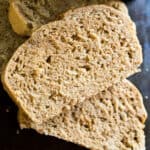 sliced beer bread on dark counter