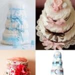 collage of diaper cakes with text reading super easy diaper cake
