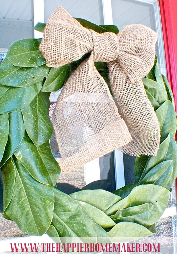 burlap magnolia wreath bow pottery barn