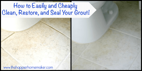 Before and after pictures of how to clean, refresh and seal your floor grout