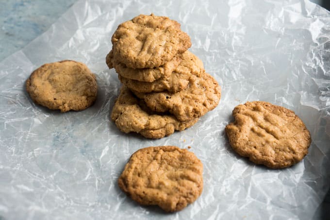 peanut butter cookies on wax paper