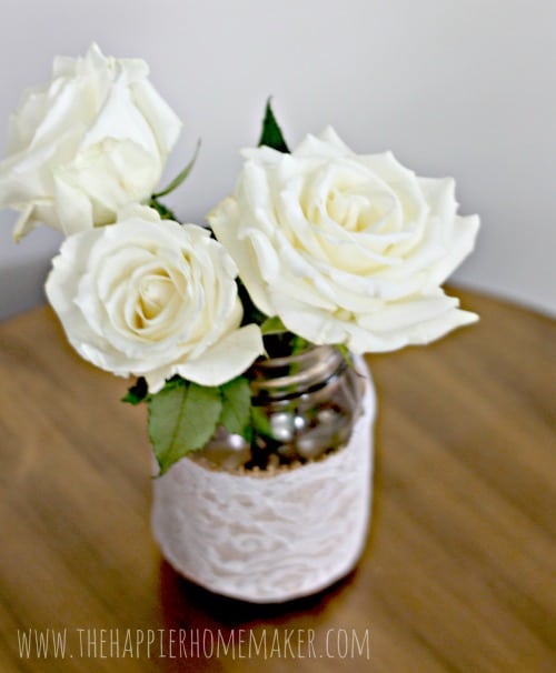 roses in a mason jar