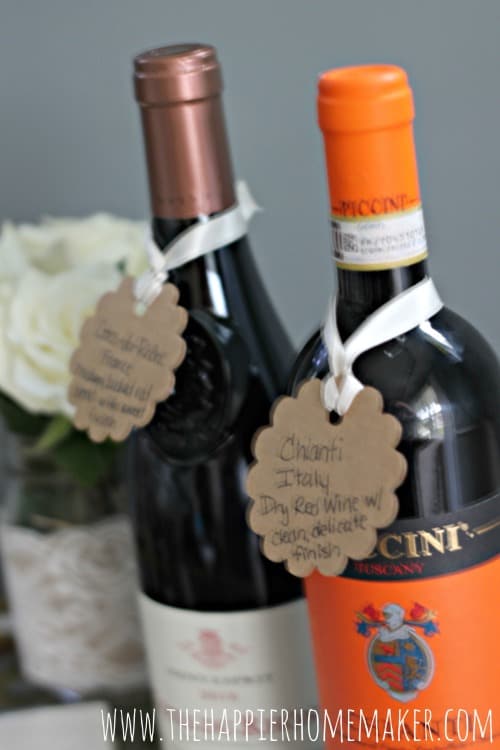 wine tasting party wine bottle tags