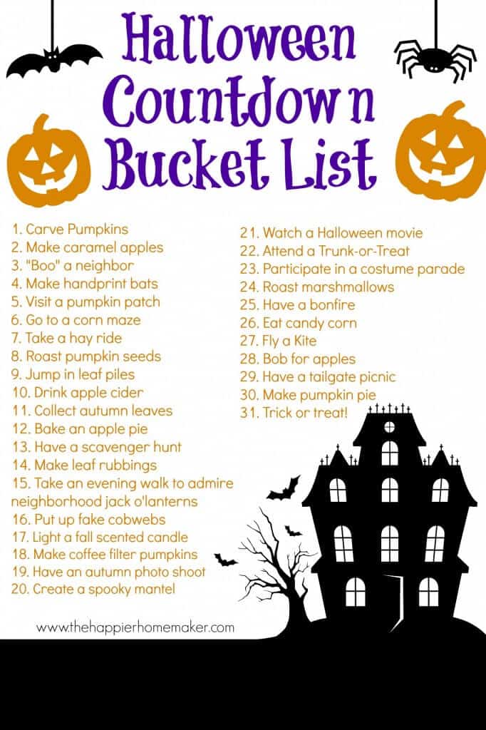 Halloween Countdown Bucket List  The Happier Homemaker