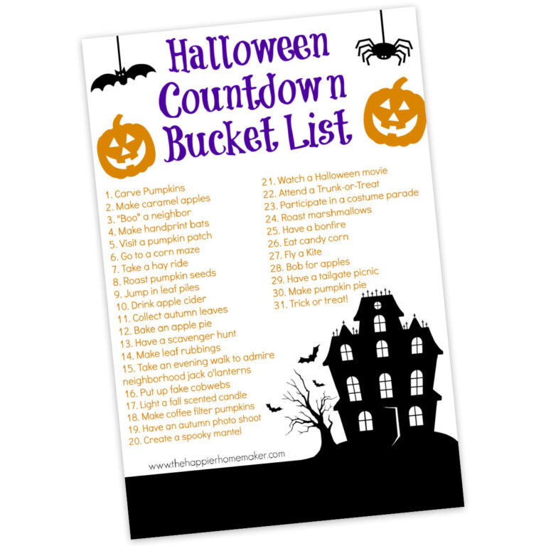 Halloween Countdown Bucket List