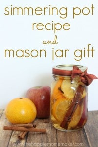 simmering pot recipe and mason jar gift