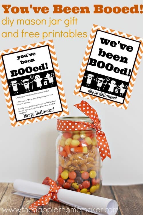 you've been booed printables and candy in mason jar