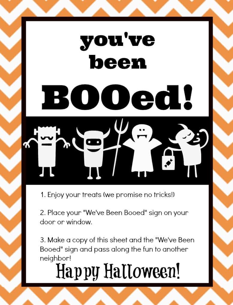 Free You've Been BOOed Free Printables for Halloween Boo Bags