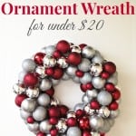 easy DIY ornament wreath can be made for as little as $20, much less expensive than store bought versions and easy to create custom colors!