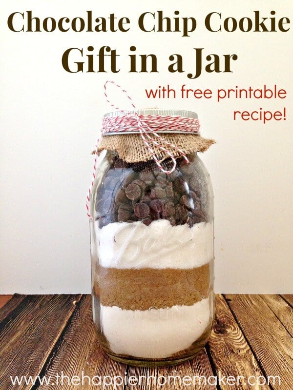 Easy chocolate chip cookie mix in a jar as a git