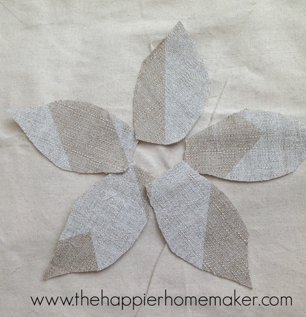 making fabric scrap flower pillow