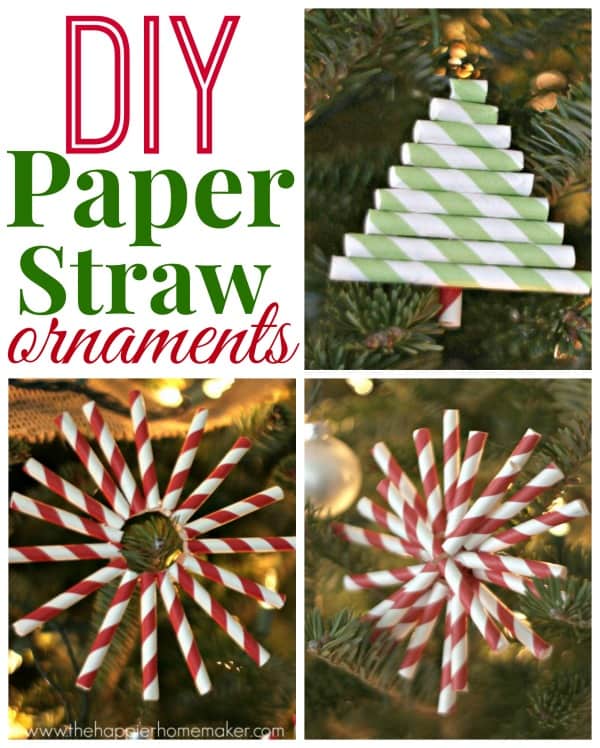 A collage of DIY paper straw ornaments