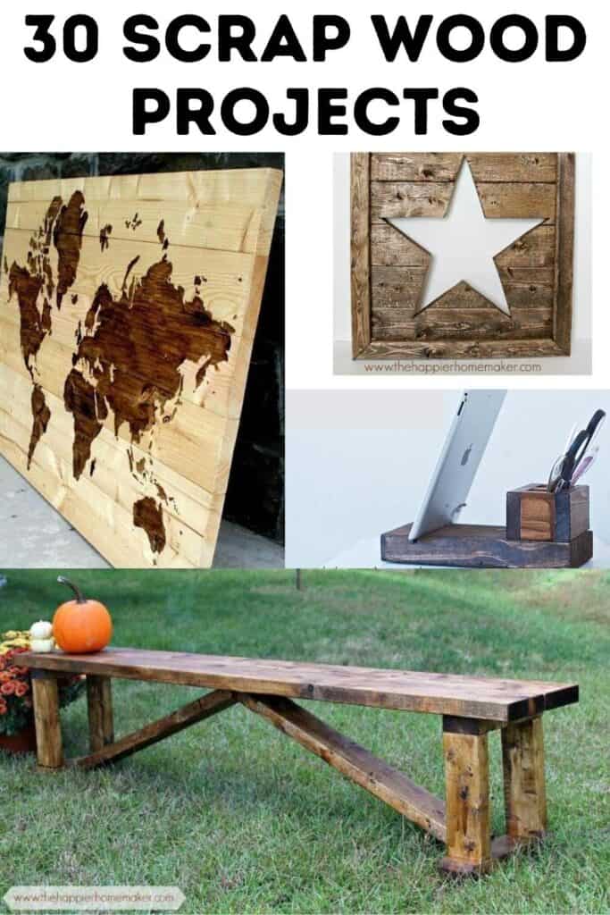 collage of scrap wood projects