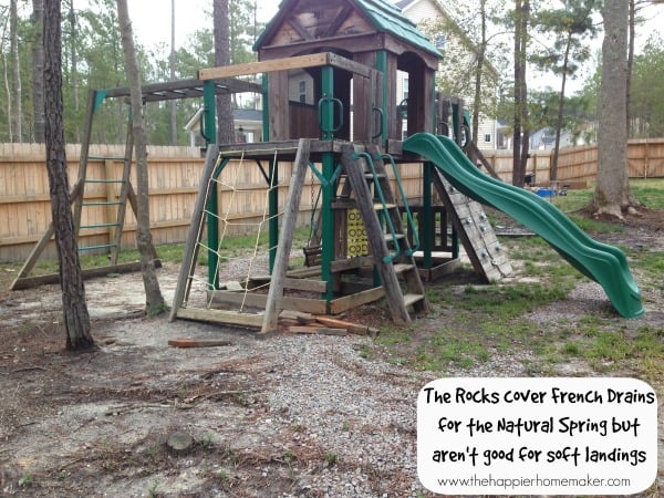 rocks under playset french drains