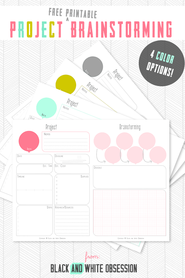 Brainstorming project printable charts