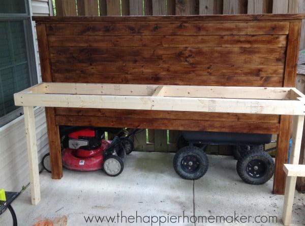 framing a diy potting bench