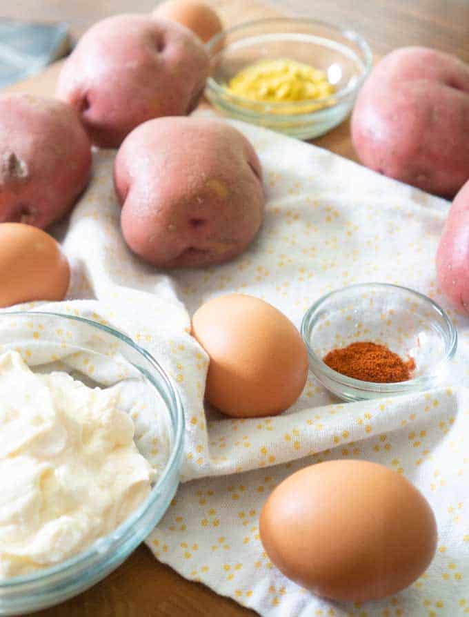 southern potato salad with egg and mustard