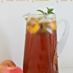 Peach Iced tea in glass pitcher
