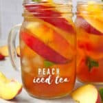 peach iced tea in mason jar