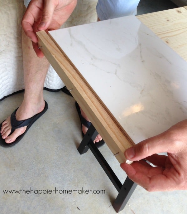 DIY Marble Top Table from a Barstool The Happier Homemaker