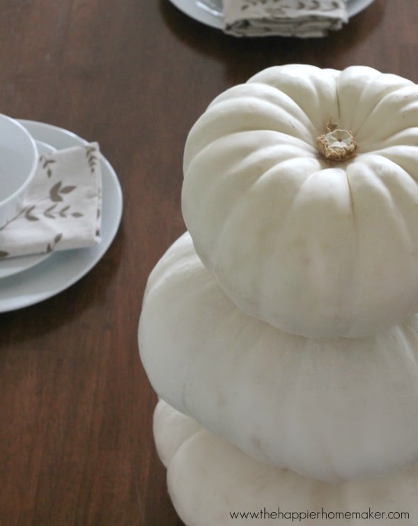 stacked pumpkin centerpiece