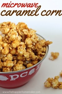 Easy Microwave Classic Caramel Popcorn - The Happier Homemaker