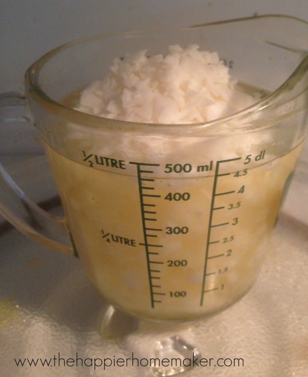 melting wax in glass measuring cup