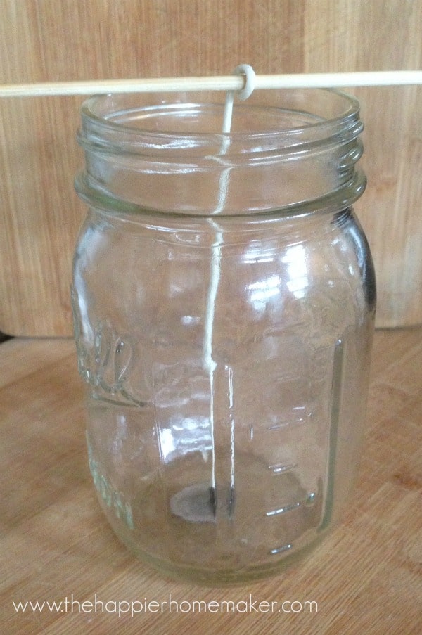 setting up mason jar candle wick