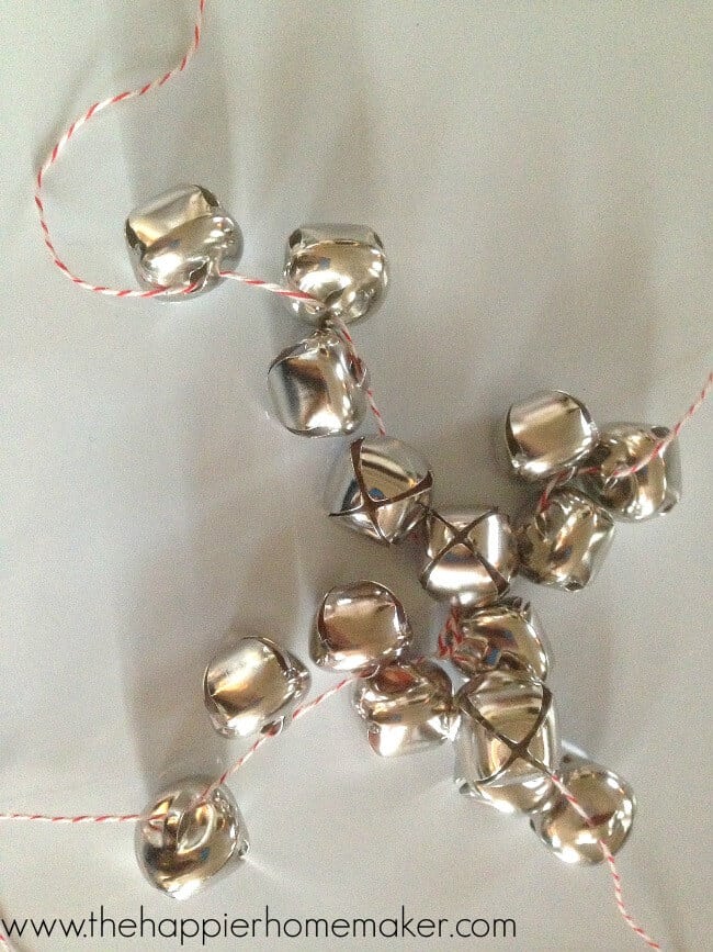 in process photo of making ornament with bells