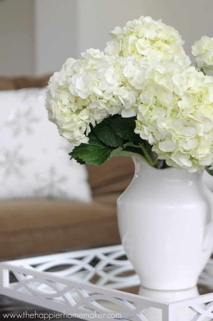 close up hydrangeas home tour