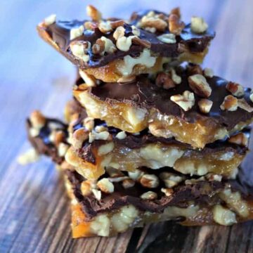 stack of dark chocolate toffee