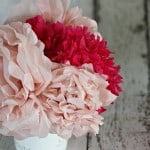 DIY tissue paper flower bouquet with red and pink paper flowers