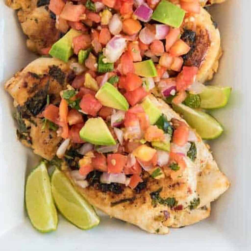 cilantro lime chicken on white plate