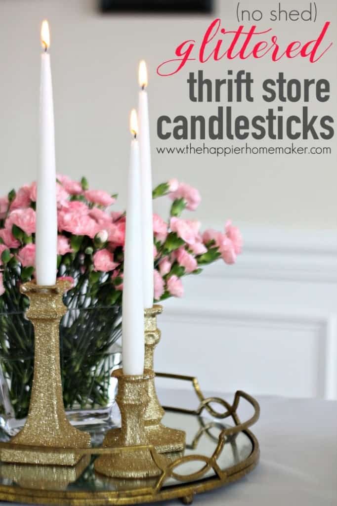 no shed glittered candlesticks