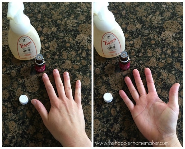 clean hands with essential oils remove paint