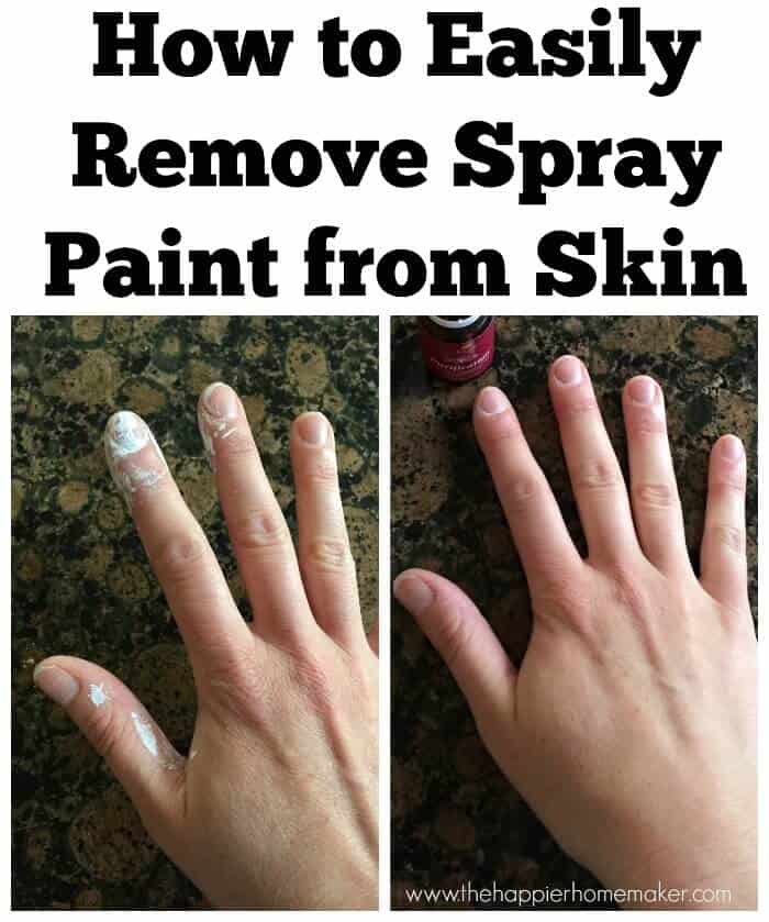 A before and after picture of a hand-one with spray paint on it and one after cleaning the paint off