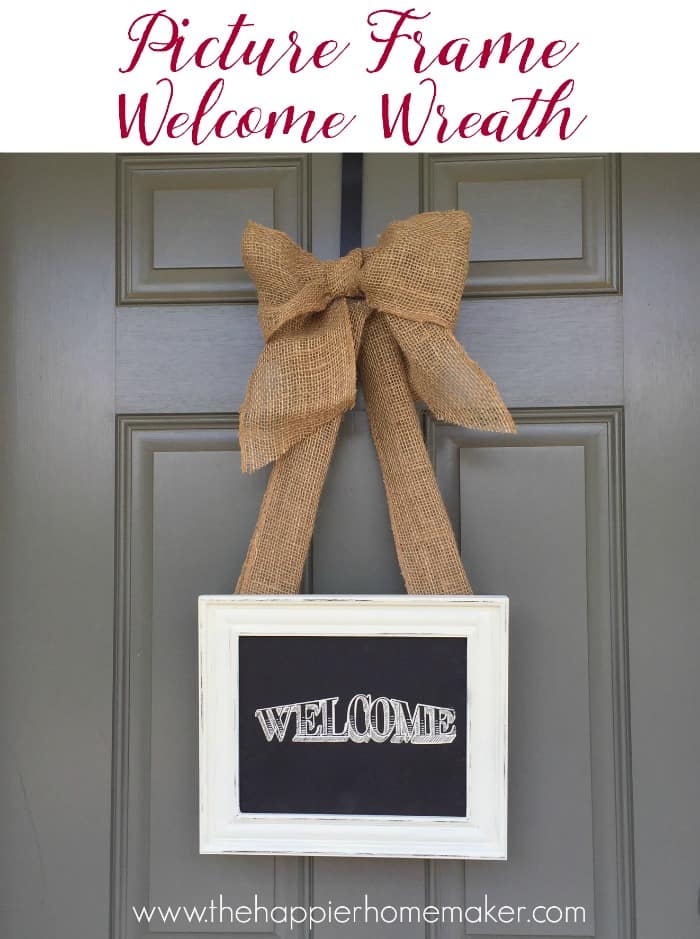 DIY Picture Frame Welcome Wreath | The Happier Homemaker