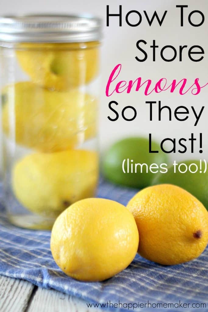 A mason jar with lemons in water showing how to make the fruit last longer