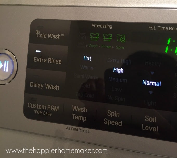 washer settings for pillows