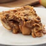 apple crumb pie on white plate