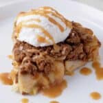 collage of apple crumb pie with recipe name overlay