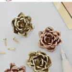 A close up of DIY metal roses