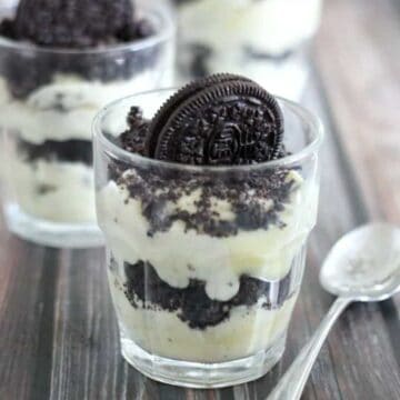 oreo dirt cake in small glass