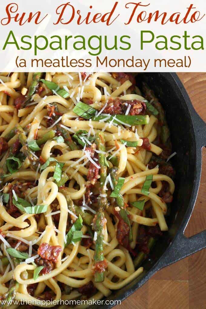 Sun Dried Tomato Asparagus Vegetarian Pasta The Happier Homemaker