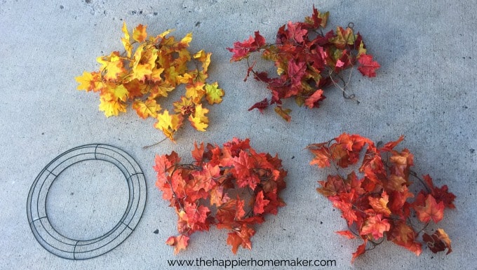 autumn leaf wreath supplies