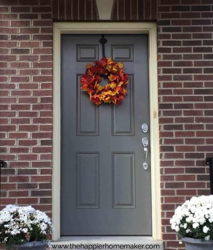 fall leaf wreath on door