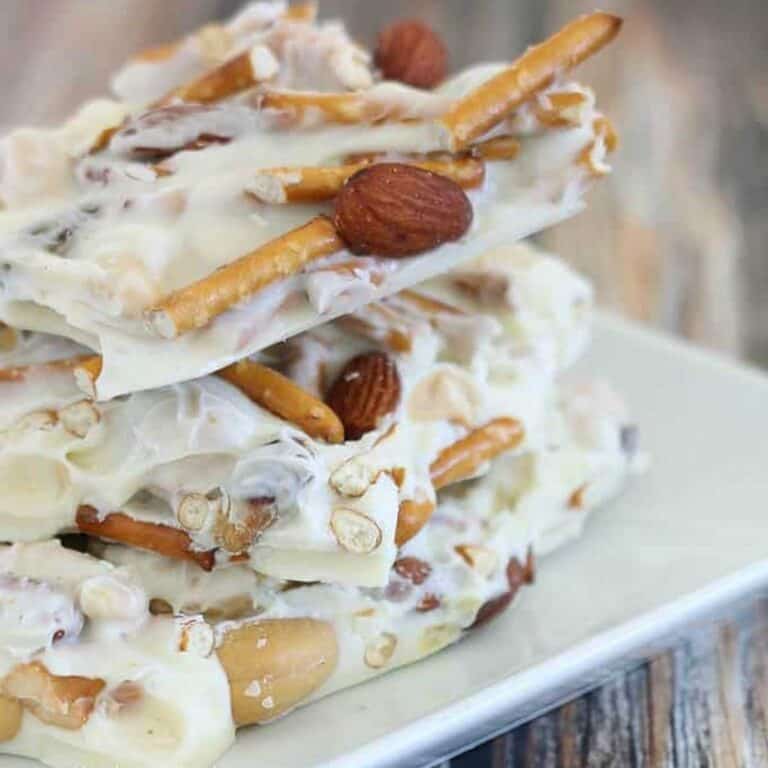 White Chocolate Bark with Pretzels and Nuts